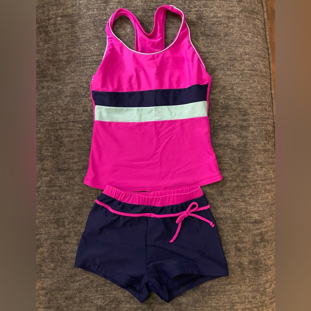 Blue and Pink Girls Bathing Suit
